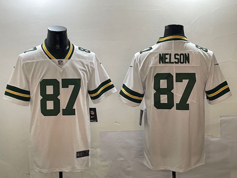 Men Green Bay Packers #87 Nelson White Second generation 2024 Nike Limited NFL Jersey style 0115->green bay packers->NFL Jersey